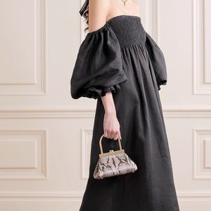 Square neck shirred waist dress